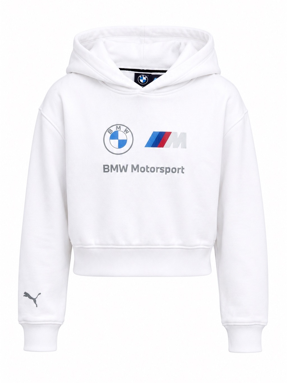 Puma x BMW Motorsport Kids White Cropped Hoodie | Size XS (6)